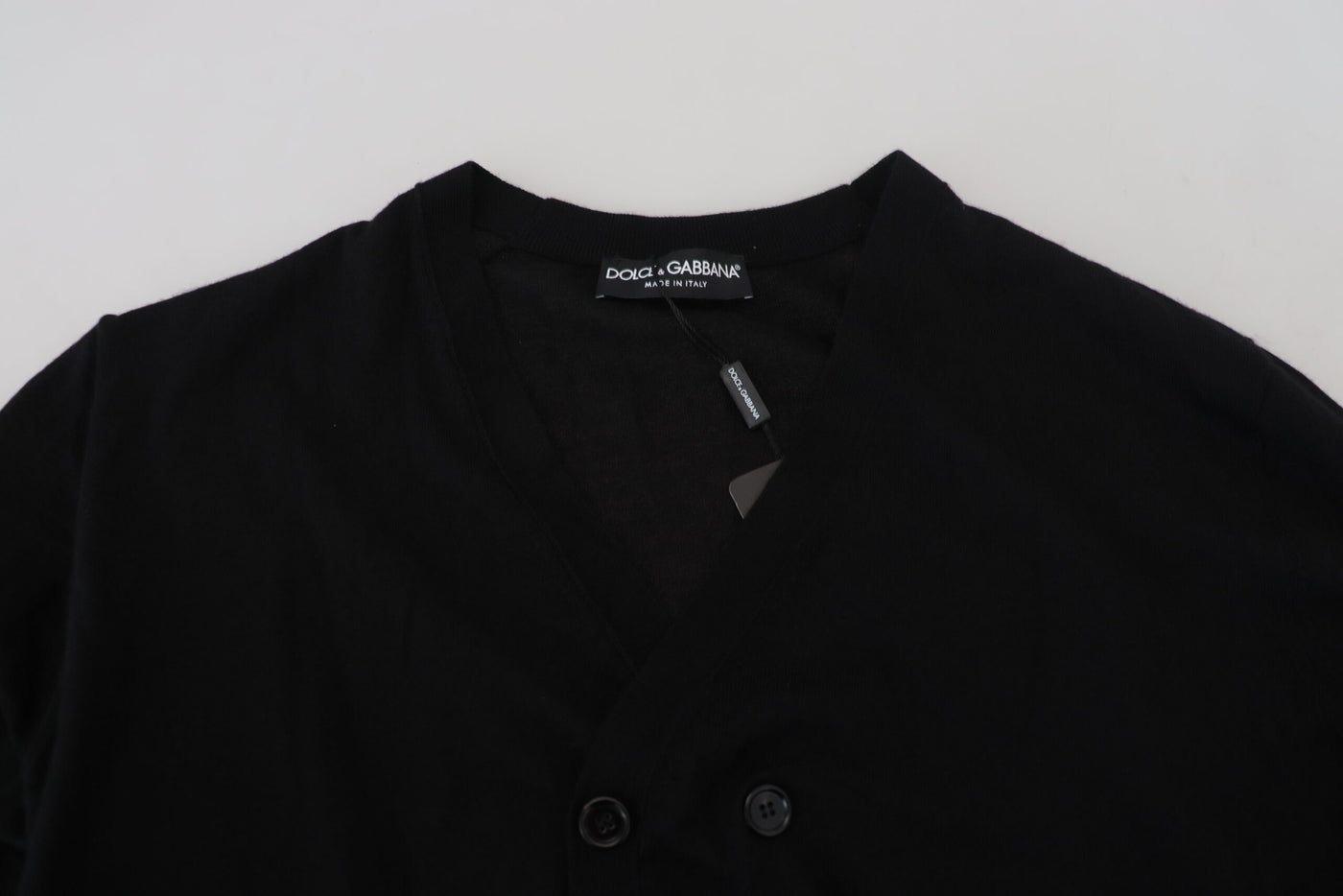 Dolce & Gabbana Schwarzer Kaschmir-Strickpullover mit Knopfleiste