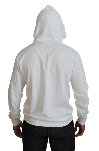 Dolce & Gabbana Weißes Baumwoll-Sweatshirt mit Kapuze Logo-Pullover