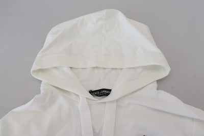 Dolce & Gabbana Weißes Baumwoll-Sweatshirt mit Kapuze Logo-Pullover