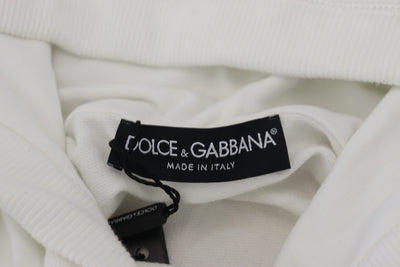 Dolce & Gabbana Weißes Baumwoll-Sweatshirt mit Kapuze Logo-Pullover