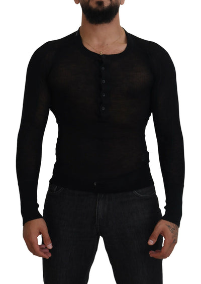Dolce & Gabbana Schwarzer Kaschmir-Knopf-Pullover
