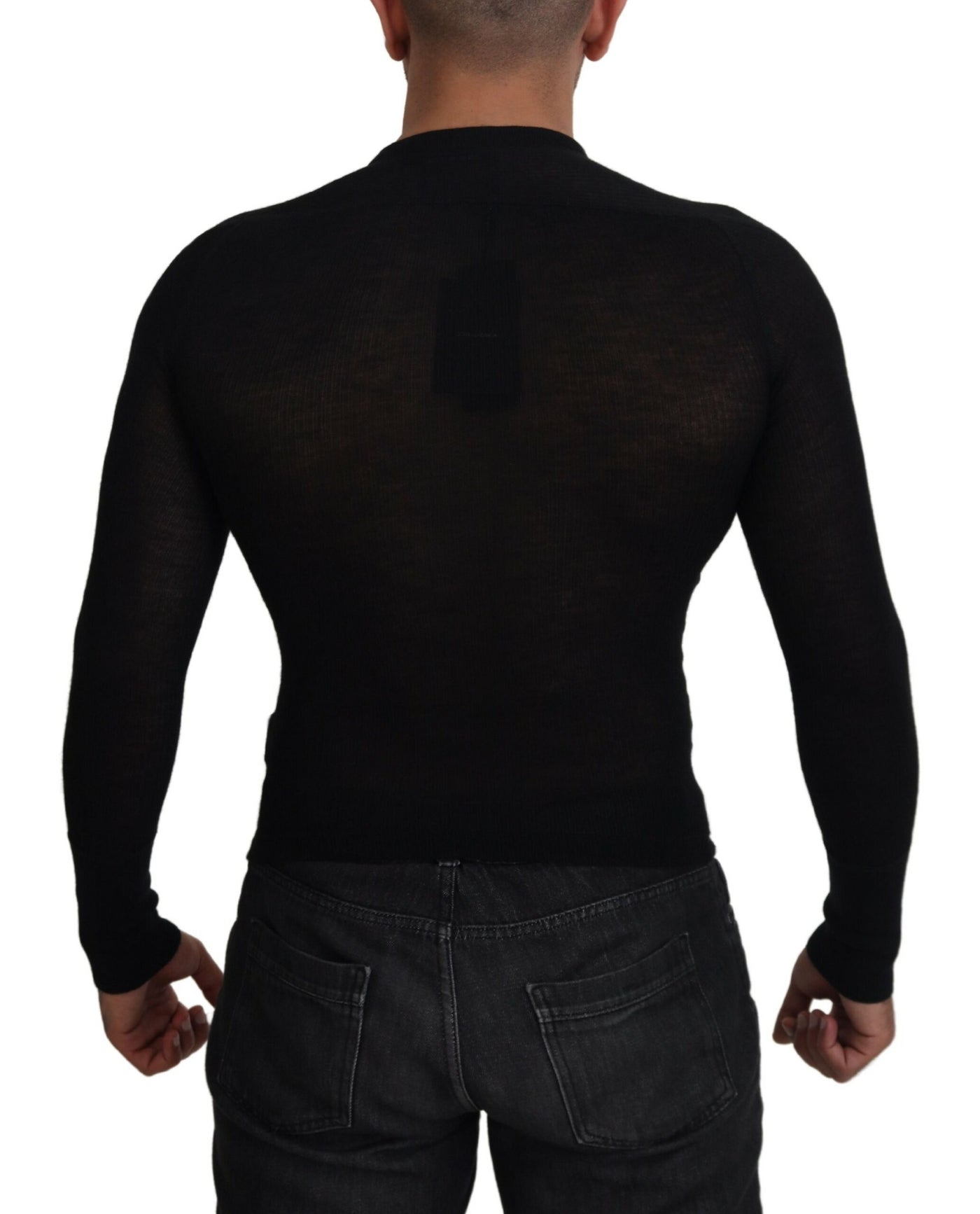 Dolce & Gabbana Schwarzer Kaschmir-Knopf-Pullover