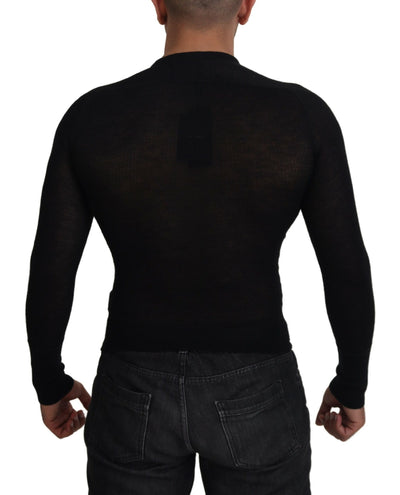 Dolce & Gabbana Schwarzer Kaschmir-Knopf-Pullover