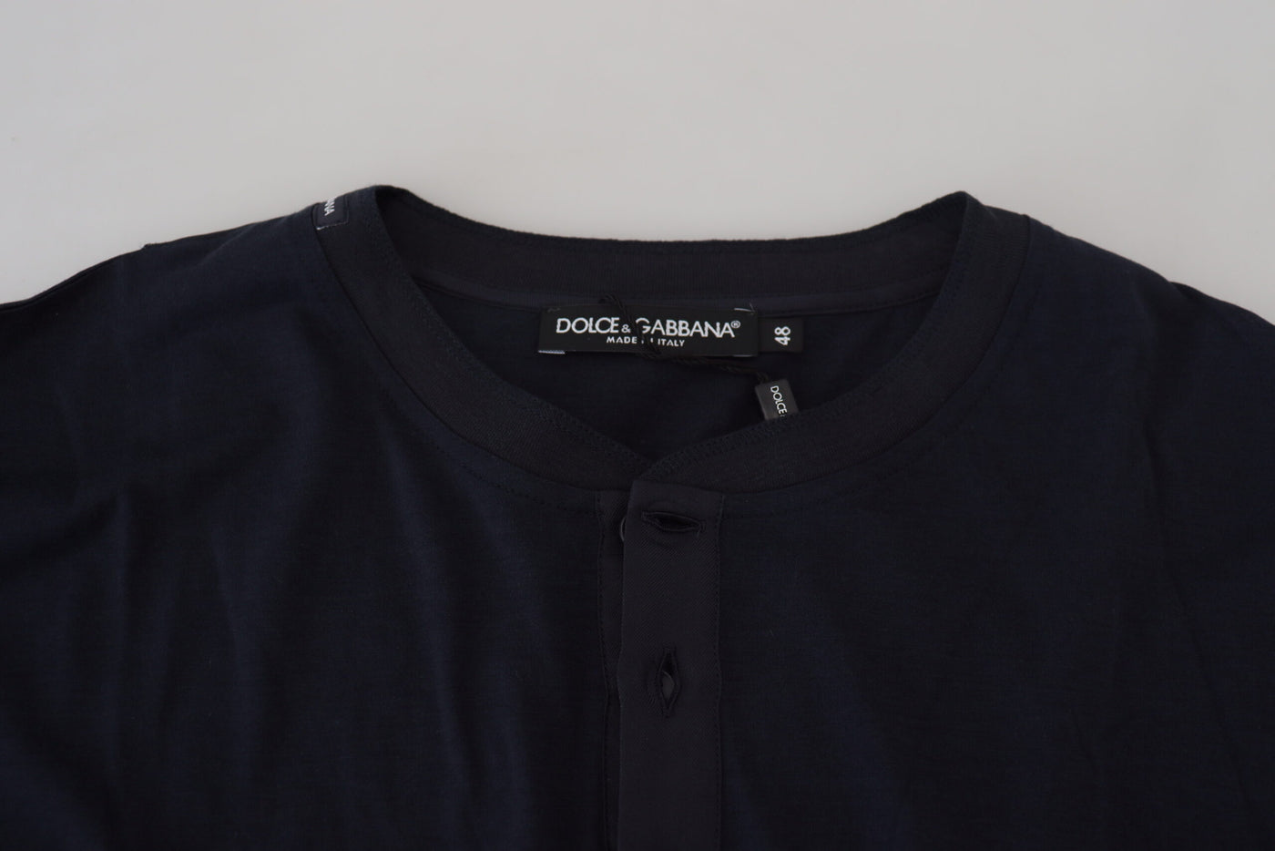 Dolce & Gabbana Blauer Baumwoll-Pullover mit Rundhalsausschnitt