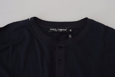 Dolce & Gabbana Blauer Baumwoll-Pullover mit Rundhalsausschnitt