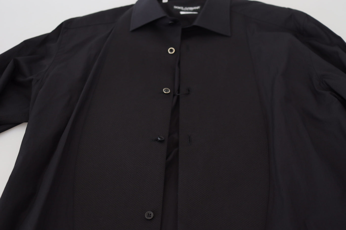 Dolce & Gabbana Schwarzes GOLD Baumwollhemd mit Kragen und langen Ärmeln