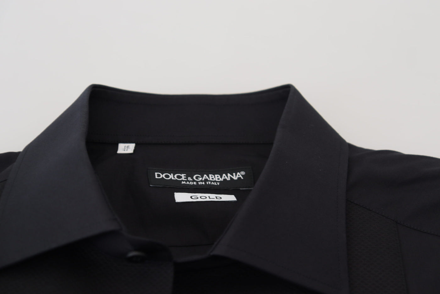 Dolce & Gabbana Schwarzes GOLD Baumwollhemd mit Kragen und langen Ärmeln