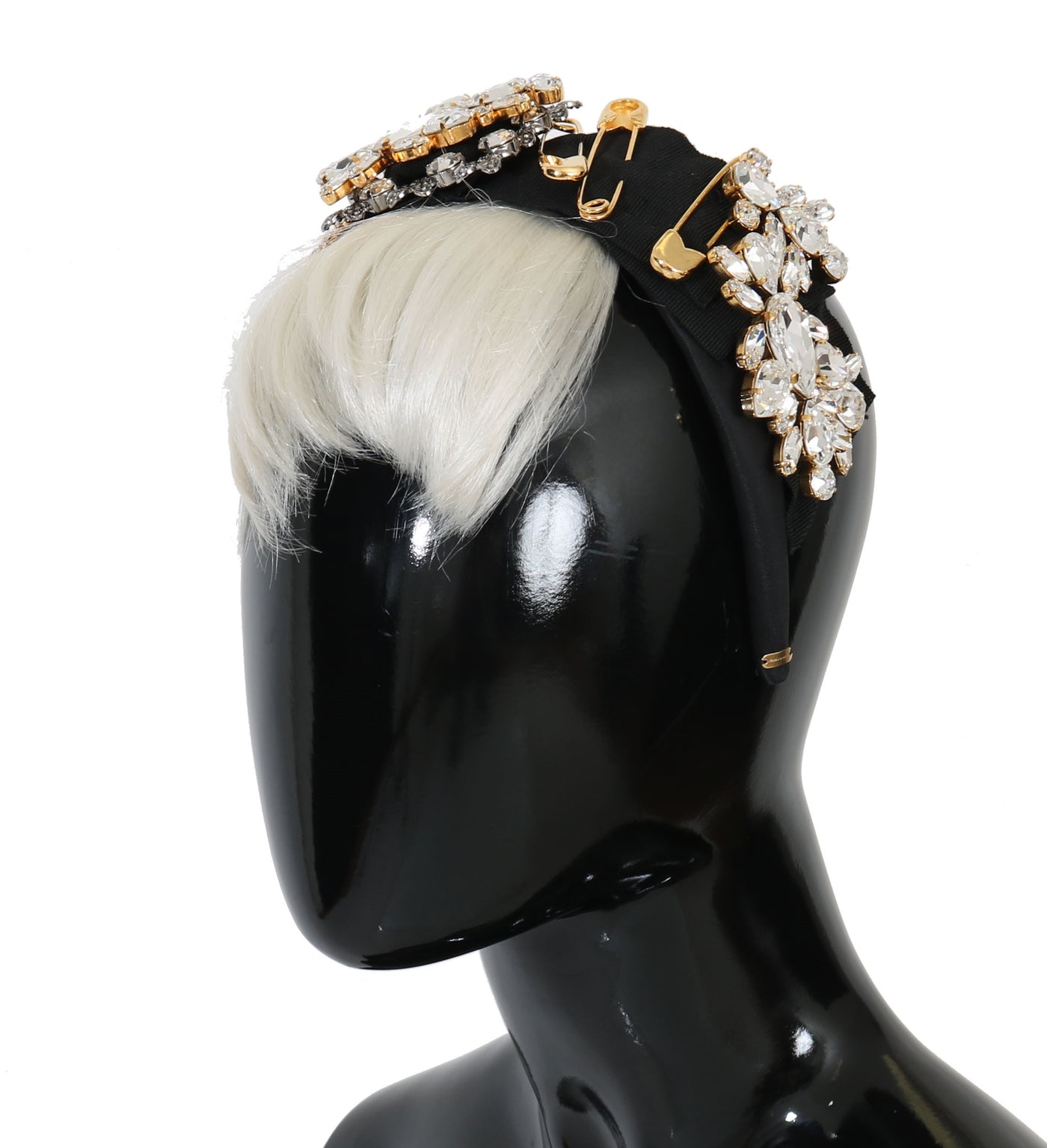 Dolce & Gabbana Schwarz Kristall Weiß Haar Parrucchiera Stirnband Diadem