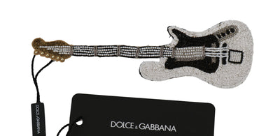 Dolce & Gabbana Gold Messing Perlen Gitarre Pin Accessoire Brosche