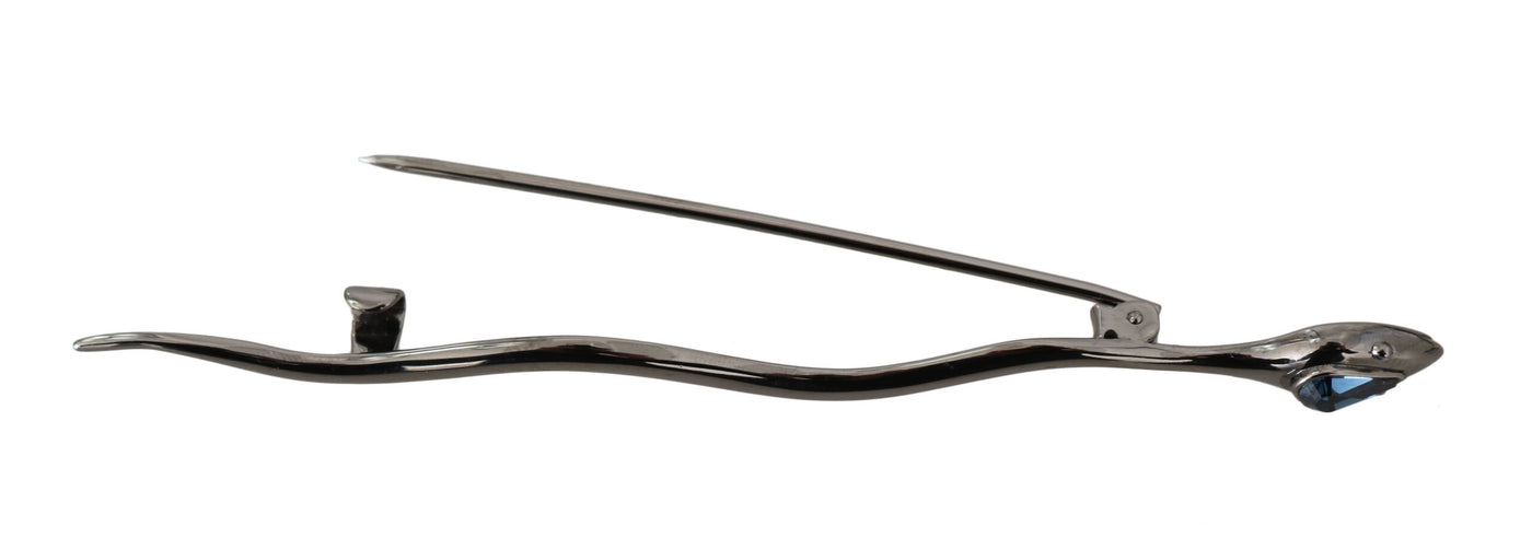 Dolce & Gabbana Silber Messing Kristall Spilla Serpente Brosche Pin