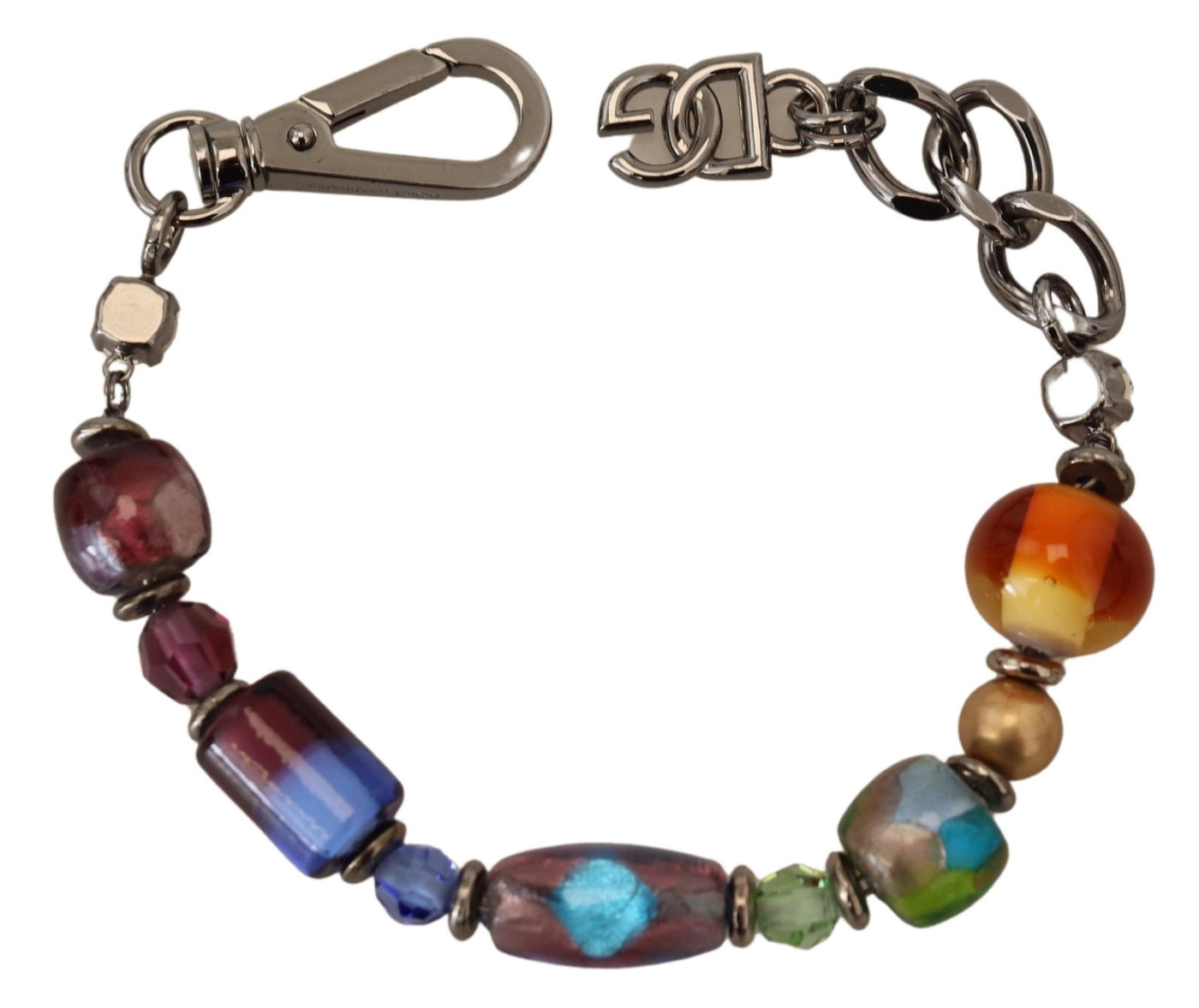Dolce & Gabbana multicolor Silber Kette Messing Perlen Karabinerverschluss Armband