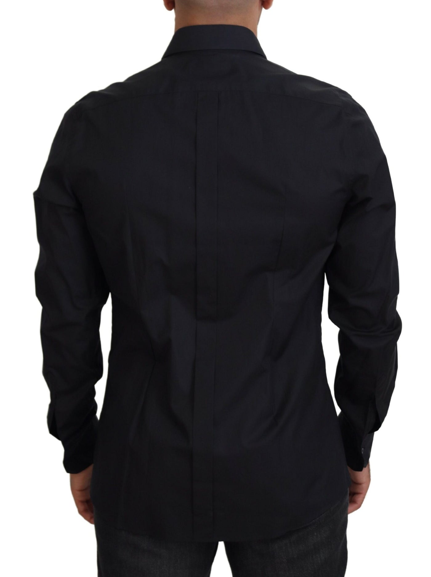 Dolce & Gabbana Schwarzes Rosen Slim Fit Baumwollhemd