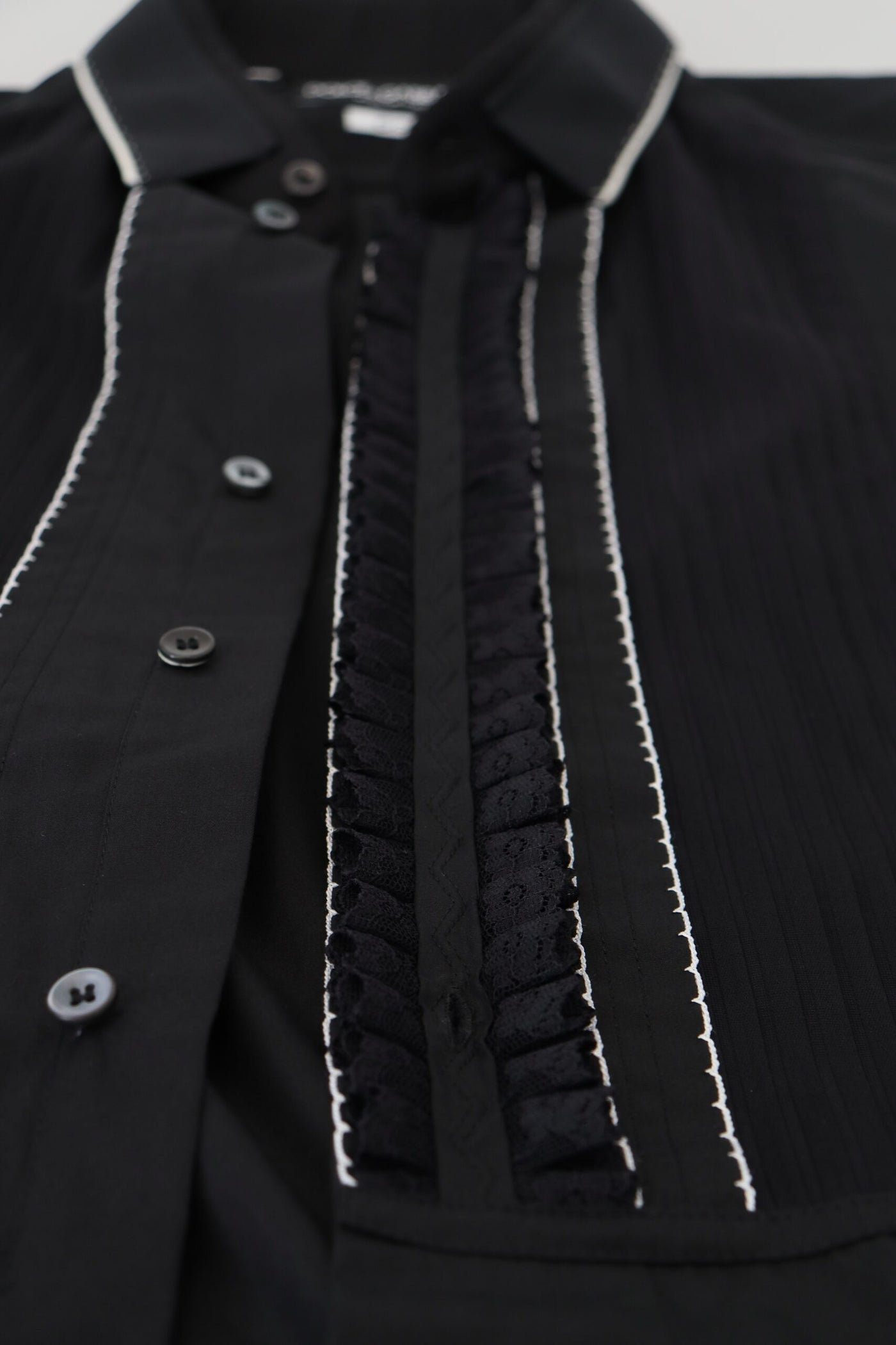 Dolce & Gabbana GOLD Schwarzes Smokinghemd aus Baumwolle