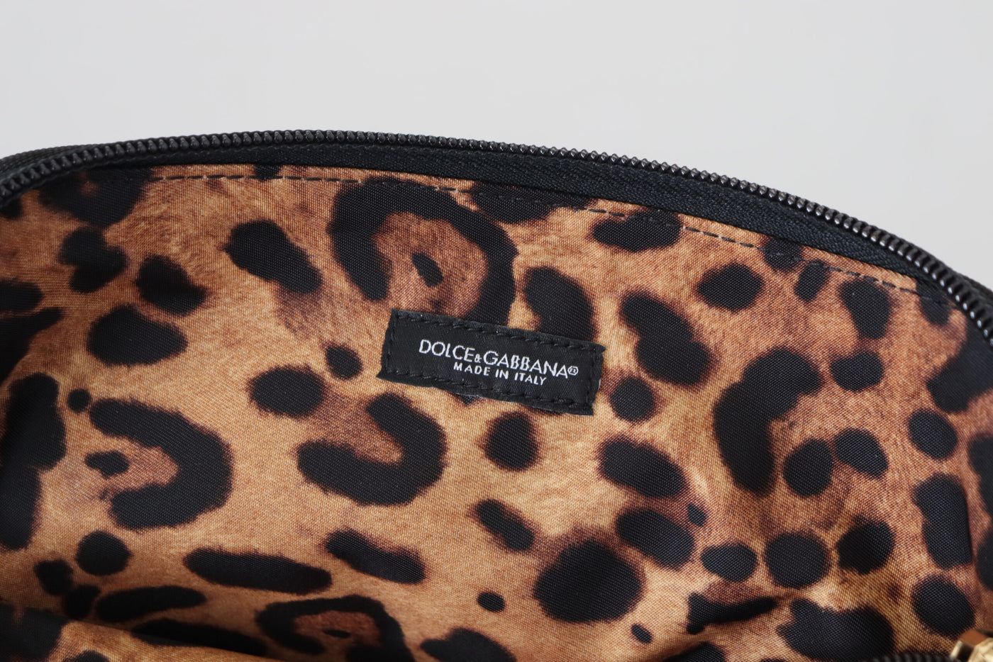 Dolce & Gabbana Handtäschchen mit blauem Logodruck und Leopardenmuster Toilettenbeutel