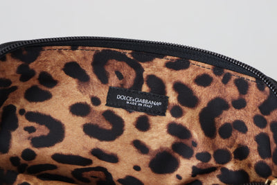 Dolce & Gabbana Handtäschchen mit blauem Logodruck und Leopardenmuster Toilettenbeutel