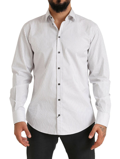 Dolce & Gabbana Weißes MARTINI Baumwollstreifenhemd Formales Hemd