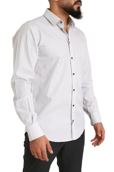 Dolce & Gabbana Weißes MARTINI Baumwollstreifenhemd Formales Hemd