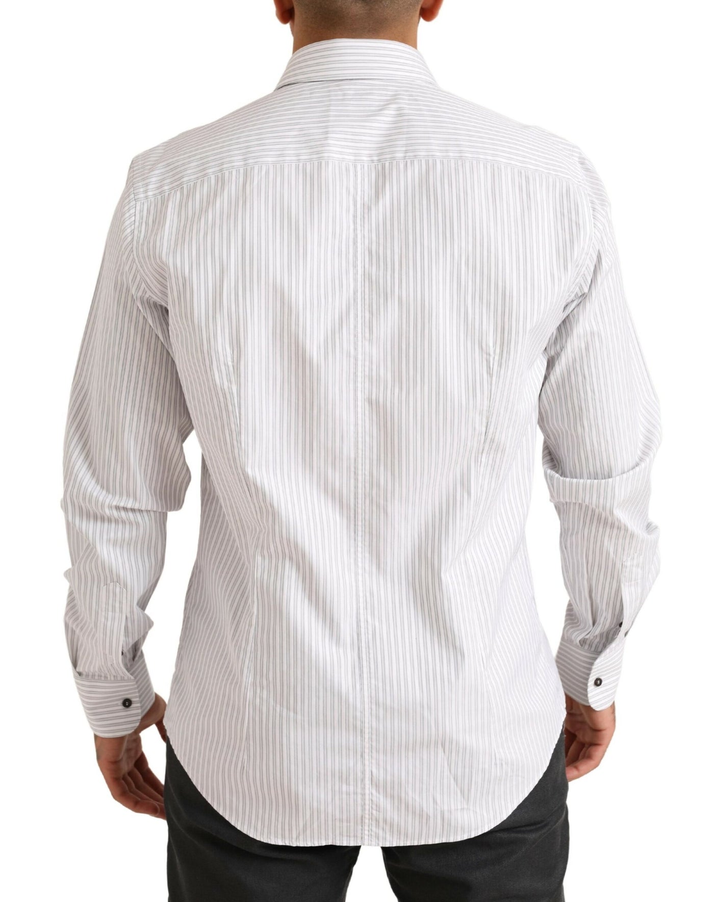 Dolce & Gabbana Weißes MARTINI Baumwollstreifenhemd Formales Hemd