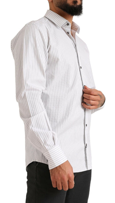 Dolce & Gabbana Weißes MARTINI Baumwollstreifenhemd Formales Hemd
