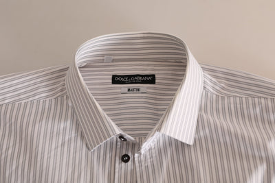 Dolce & Gabbana Weißes MARTINI Baumwollstreifenhemd Formales Hemd