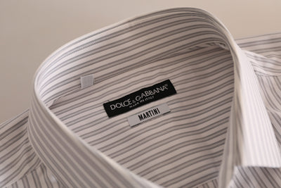 Dolce & Gabbana Weißes MARTINI Baumwollstreifenhemd Formales Hemd