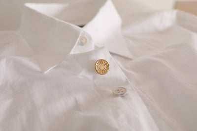 Dolce & Gabbana Weißes Logo-Baumwollhemd mit langen Ärmeln