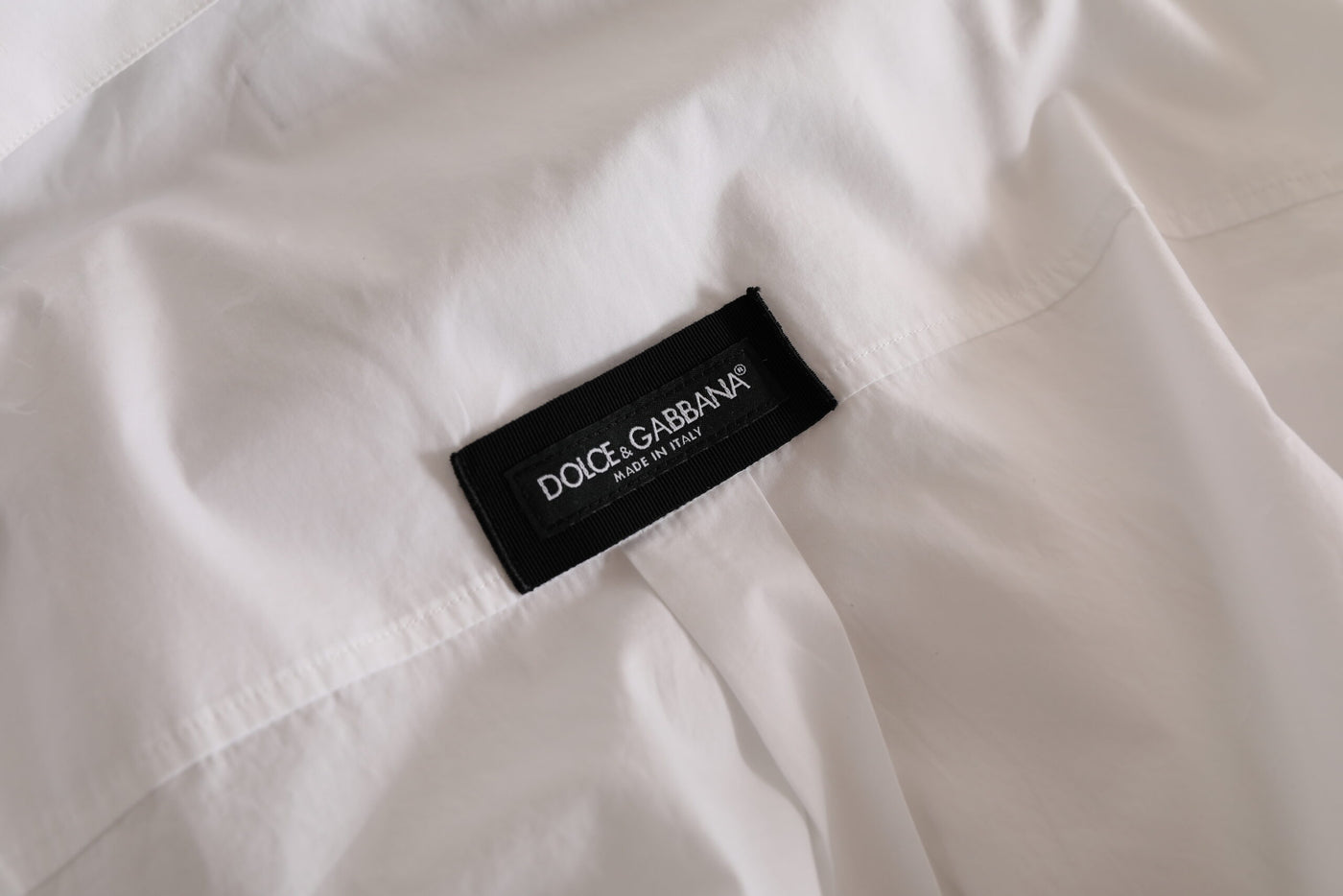 Dolce & Gabbana Weißes Logo-Baumwollhemd mit langen Ärmeln