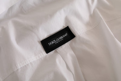 Dolce & Gabbana Weißes Logo-Baumwollhemd mit langen Ärmeln