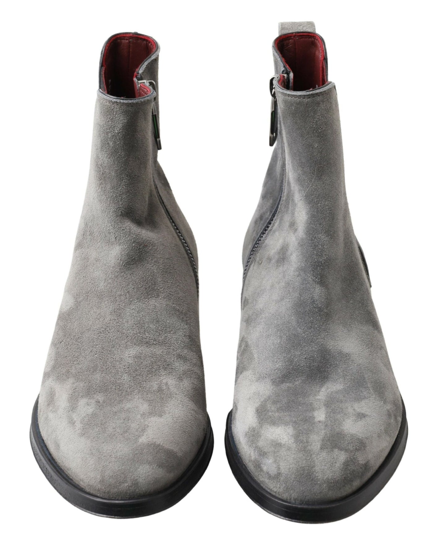 Dolce & Gabbana Graue Leder Herrenstiefel Schuhe