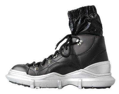 Dolce & Gabbana Schwarz Nylon Galileo High Top Turnschuhe Schuhe