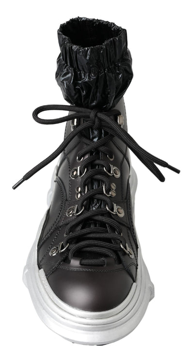 Dolce & Gabbana Schwarz Nylon Galileo High Top Turnschuhe Schuhe