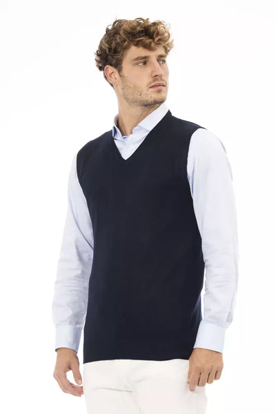 Alpha Studio Blaue Viskose Herren Jacke