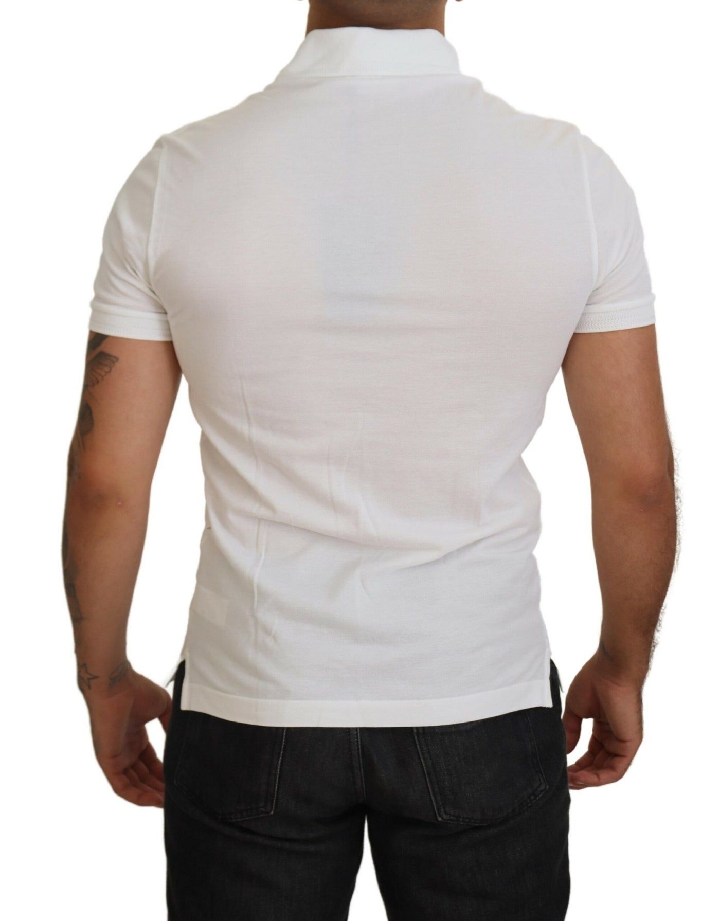 Dolce & Gabbana Weißes Logo-Polo-T-Shirt aus Baumwolle mit kurzen Ärmeln