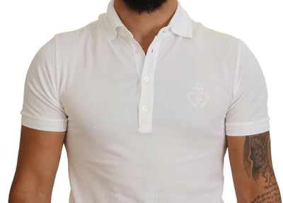 Dolce & Gabbana Weißes Logo-Polo-T-Shirt aus Baumwolle mit kurzen Ärmeln