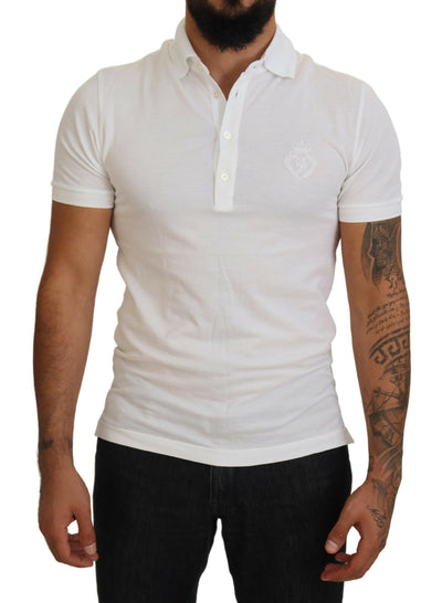 Dolce & Gabbana Weißes Logo-Polo-T-Shirt aus Baumwolle mit kurzen Ärmeln