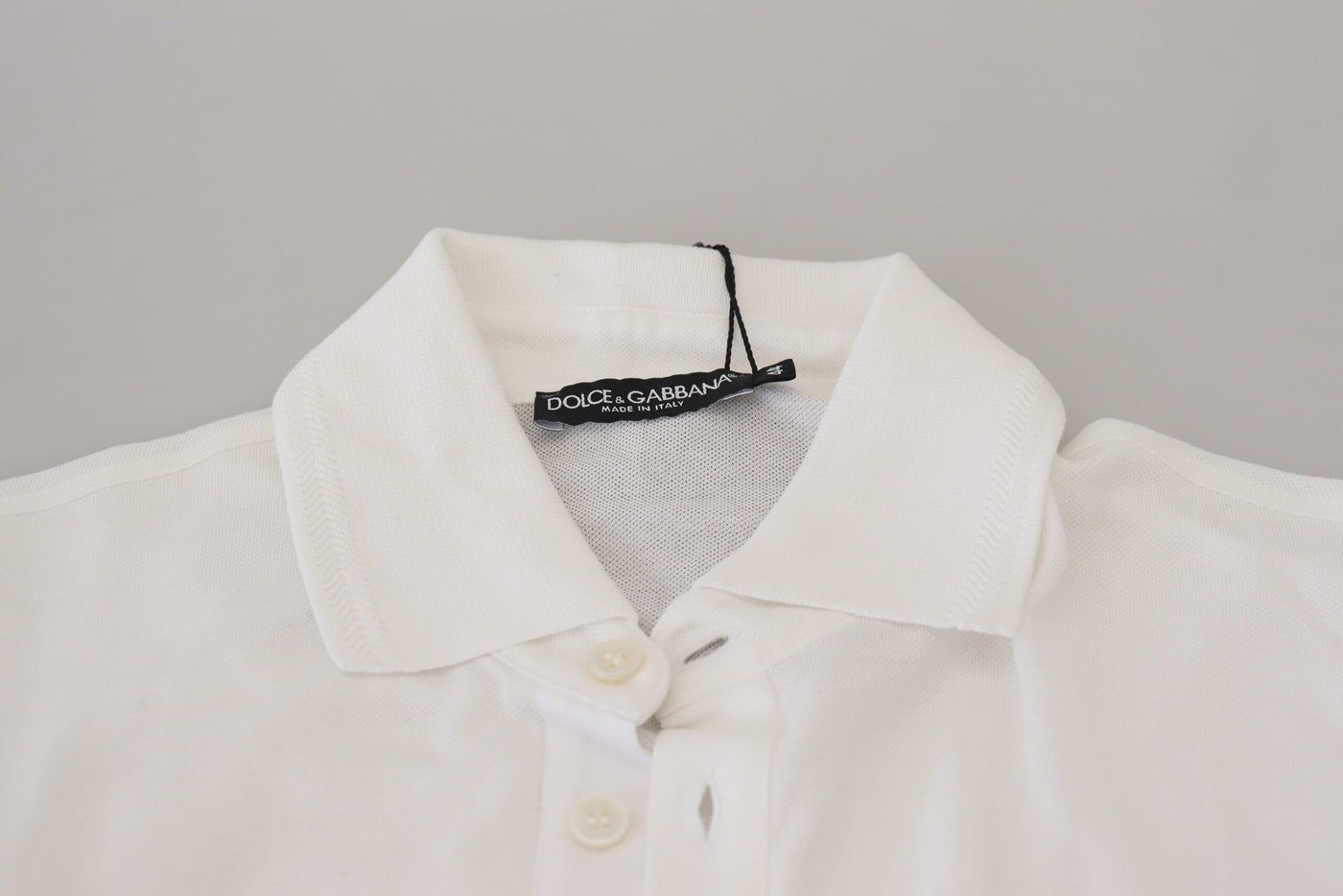 Dolce & Gabbana Weißes Logo-Polo-T-Shirt aus Baumwolle mit kurzen Ärmeln