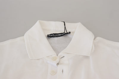 Dolce & Gabbana Weißes Logo-Polo-T-Shirt aus Baumwolle mit kurzen Ärmeln