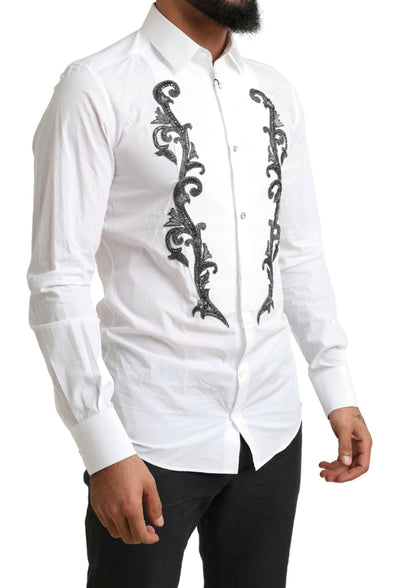 Dolce & Gabbana Weißes Smokinghemd Slim Fit Barock