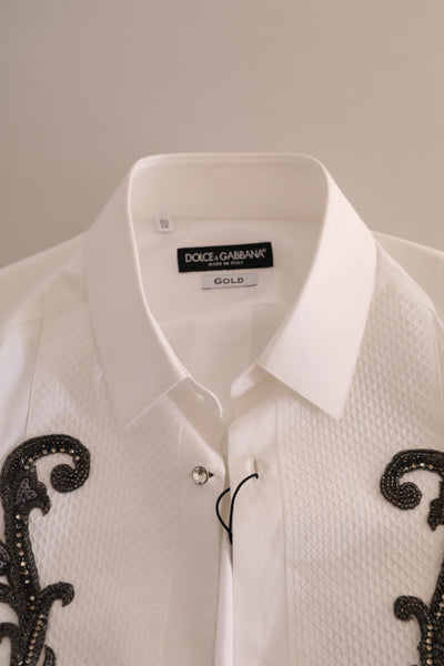 Dolce & Gabbana Weißes Smokinghemd Slim Fit Barock