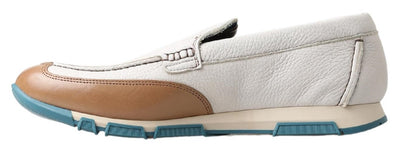 Dolce & Gabbana Weiß Leder Loafers Mokassins Schuhe