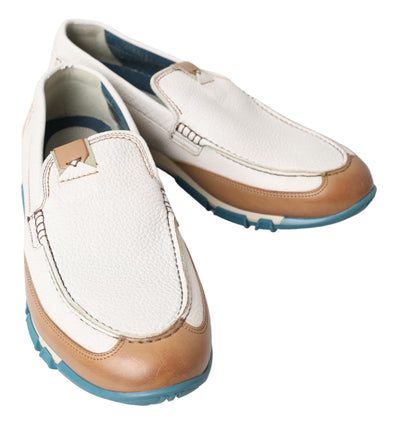 Dolce & Gabbana Weiß Leder Loafers Mokassins Schuhe