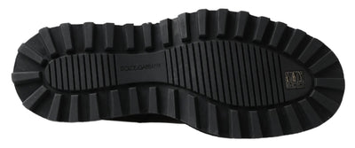 Dolce & Gabbana Schwarze Leder-Slipper mit Stretch-Stiefeln