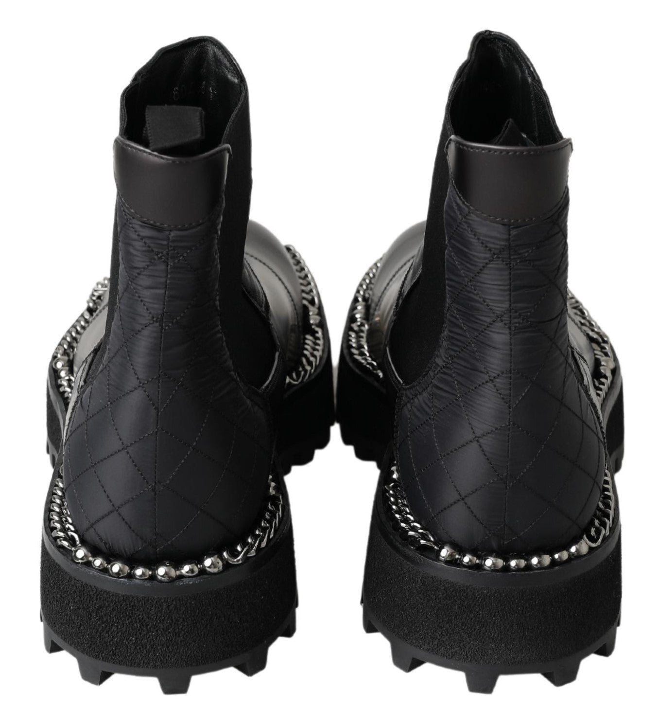 Dolce & Gabbana Schwarze Leder-Slipper mit Stretch-Stiefeln