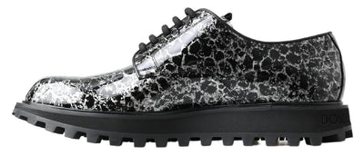 Dolce & Gabbana Schwarz Weiß Derby Lackleder Schuhe
