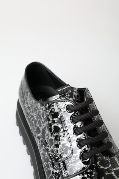 Dolce & Gabbana Schwarz Weiß Derby Lackleder Schuhe