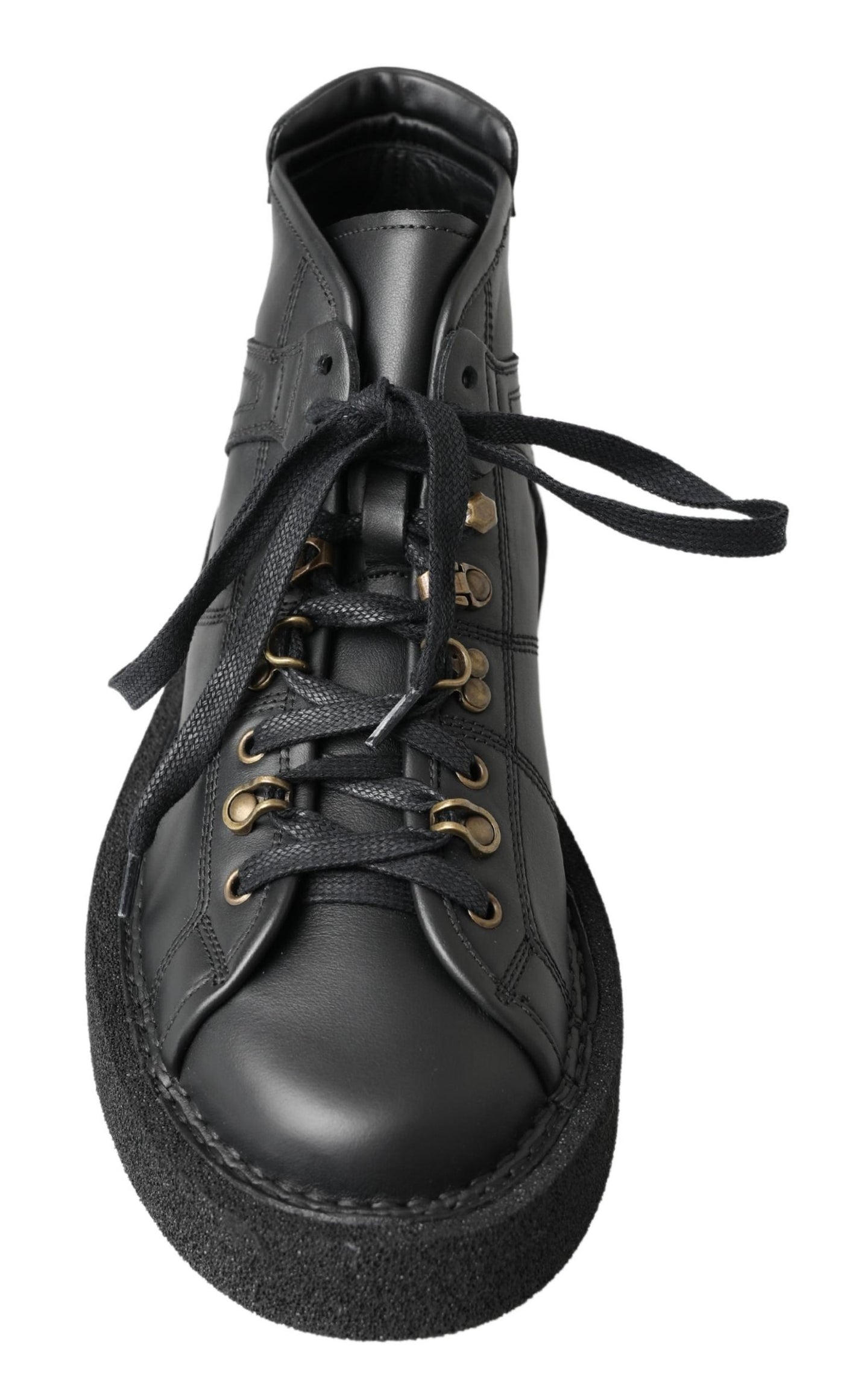 Dolce & Gabbana Schwarze Leder-Slipper mit Stretch-Stiefeln