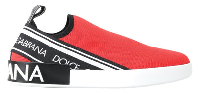 Dolce & Gabbana Rot Weiß Flache Turnschuhe Loafers Schuhe