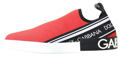Dolce & Gabbana Rot Weiß Flache Turnschuhe Loafers Schuhe