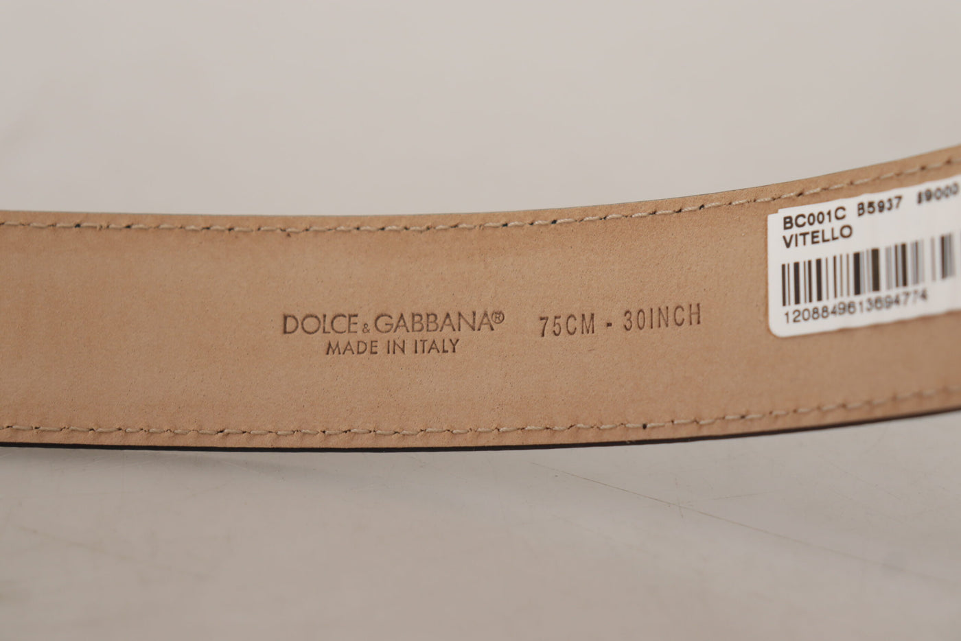 Dolce & Gabbana Schwarzes Kalbsleder Braunes Backend Metallschnalle Gürtel