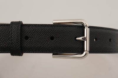 Dolce & Gabbana Schwarzes Kalbsleder Braunes Backend Metallschnalle Gürtel
